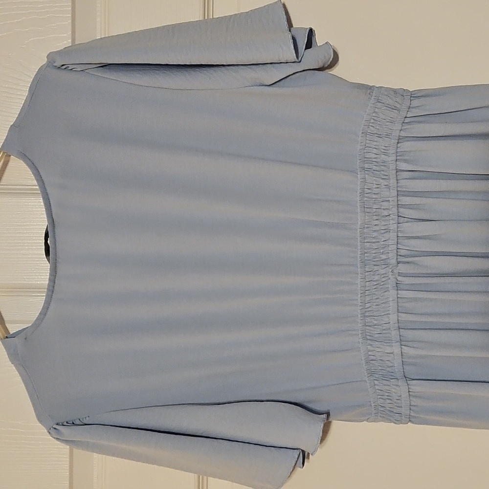 Light Blue Short Sleeve Dress by Simplee - Picture 11 of 14